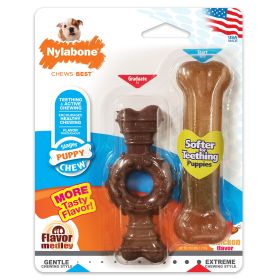 Nylabone Just for Puppies Teething Chew Ring Bone Flavor Medley Chicken, 1ea/XS/Petite Up To 15 Lbs. 2 ct