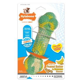 Nylabone Just for Puppies Double Action Bone Puppy Dog Teething Chew Toy Peanut Butter Banana, 1ea/Medium/Wolf Up To 35 Lbs. 1 ct