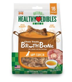 Nylabone Healthy Edibles Broth Bone AllNatural Long Lasting Chew Treats 16 count,