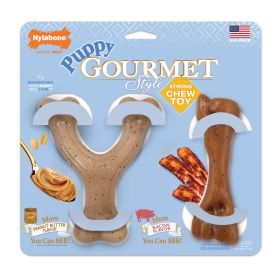 Nylabone Gourmet Style Puppy Chew Toy Twin Pack Peanut Butter Bacon, 1ea/SMall/Regular Up To 25 Ibs. 2 ct
