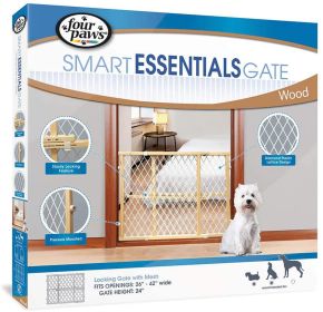 Four Paws Locking Wood Gate with Mesh