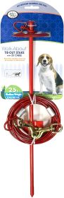 Four Paws Roam About Dog Tie Out Stake with Cable Red,