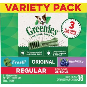 Greenies 3Flavor Variety Pack Dog Dental Treat Regular,