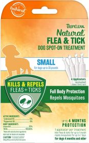 TropiClean Natural Flea & Tick Spot On Treatment for Dogs 3 Applicator