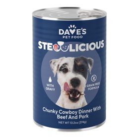 Dave's Dog Stewlicious Chunky Cowboy Dinner With Beef And Pork 13.2oz. (Case of 12)