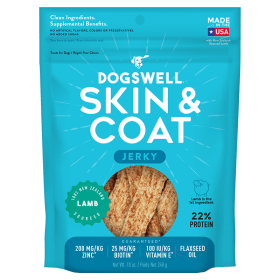 Dogswell Jerky Skin and Coat Grain Free Lamb 10oz.