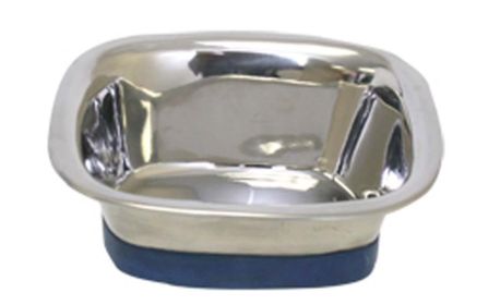 OurPets Premium Stainless Steel Square Dog Bowl Silver