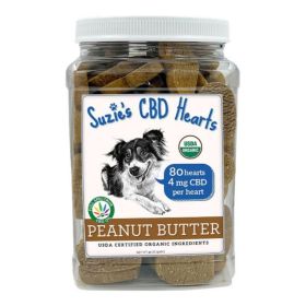 Suzie's CBD Hearts For Dogs Bulk Jar Peanut Butter 80 Ct