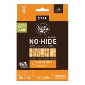 Earth ANIMAL DOG NO  HIDE STIX CHICKEN VALUE 20 PACK
