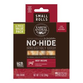 EARTH ANIMAL DOG NO  HIDE BEEF ROLLS SMALL VALUE 6 PACK