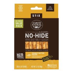 EARTH ANIMAL DOG NO  HIDE STIX PEANUT BUTTER VALUE 20 PACK