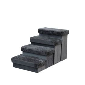 PetPals 2in1 4 Level Pet Stairs Charcoal 17 in