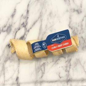 Barkworthies Curly Beef Cheek Dog Treat 10ea/10 ct