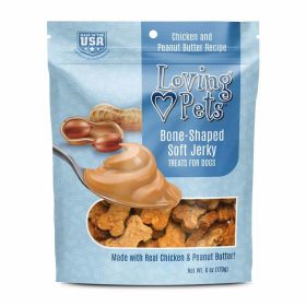Loving Pets BoneShaped Soft Jerky Dog Treat Chicken  Peanut Butter,