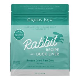 Green Juju Dog & Cat Freeze Dried Grain Free Raw Limited Ingredient Diet Rabbit With Duck Liver 14oz.