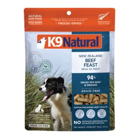 K9 Natural Dog Grain Free Freeze Dried Food Topper, New Zealand Beef Feast 3.5oz.
