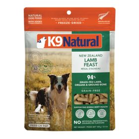 K9 Natural Dog Grain Free Freeze Dried Food Topper, New Zealand Lamb Feast 3.5oz.