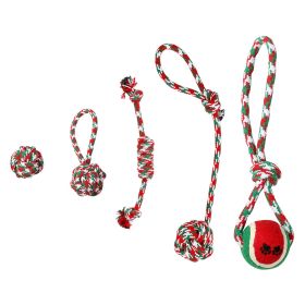 5 Pcs Christmas Dog Rope Chew Toys Dog Interactive Toys Set For Puppy Small Medium Aggressive Chewers Dogs Training Teething Playing