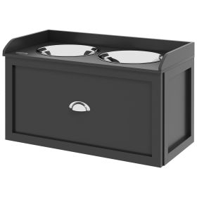 PawHut Pet Feeding Station Pet Dish Bowl Set with Storage, 2 Elevated Dog Bowls for Large Sized Dogs, Black