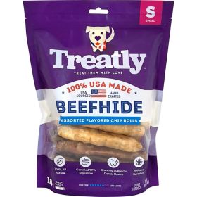 Treatly 100% USA Beefhide Chip Rolls Chicken/Beef 5in.
