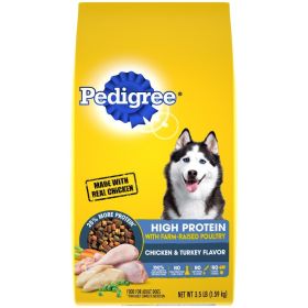 Pedigree High Protein Adult Dry Dog Food w/Farm (Option: Raised Poultry Chicken & Turkey 3.5lb)