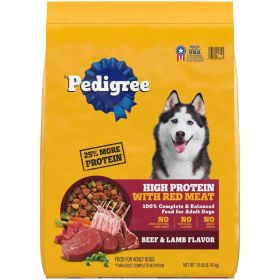 Pedigree High Protein Adult Dry Dog Food w/Red Meat Beef & Lamb (Option: 18lb)