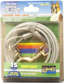 Four Paws Heavy Weight Dog Tie Out Cable Silver, (Option: 1ea/15 Foot)