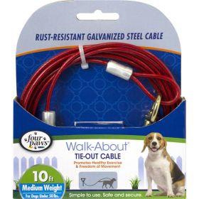 Four Paws Medium Weight Dog Tie Out Cable Red, (Option: 1ea/10 Foot)