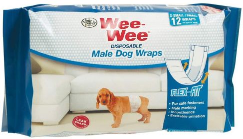Four Paws WeeWee Disposable Male Dog Wraps (Option: 1ea/XS / SMall 12 ct)