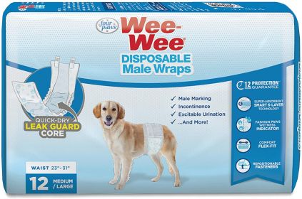Four Paws WeeWee Disposable Male Dog Wraps (Option: 1ea/Medium/Large 12 ct)