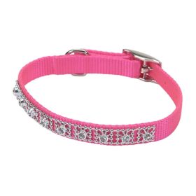 Coastal Jeweled Dog Collar Neon Pink (Option: 1ea/3/8 In X 10 in)