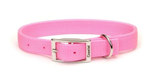 Coastal DoublePly Nylon Dog Collar Pink Bright (Option: 1ea/1 In X 18 in)