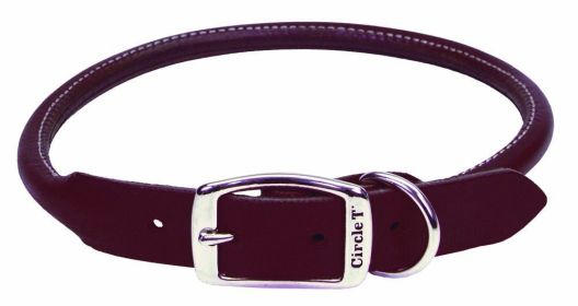 Circle T Latigo Leather Round Dog Collar Brown (Option: 1ea/1 In X 22 in)