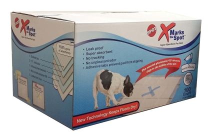 Spot X Marks The Spot Puppy Training Pads White, (Option: 1ea/100 pk, 22 In X 22 in)