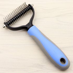 Long-haired Dogknot Comb Double-sided Blade Dog (Option: Blue-L)