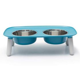 Messy Mutts Dog Double Feeder Elevated (Option: Blue)