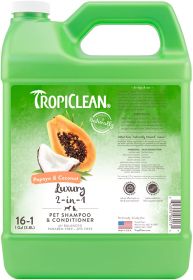 TropiClean Papaya & Coconut Luxury 2 (Option: in1 Shampoo and Conditioner for Pets 1ea/1 gal)