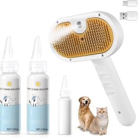 Universal Pet Steam Brush 3-in-1 Spray Hair Removal Comb With Waterless Shampoo And Ear Towel (Option: Brush Set with 2Bottle of Sha)