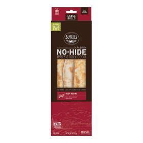 EARTH ANIMAL DOG NO  HIDE BEEF ROLLS (Option: LARGE VALUE 3 PACK)