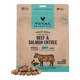 Vital Essentials Dog Freeze (Option: Dried Raw Grain Free Beef & Salmon Entree & Mixer Soft Nibs 14oz.)