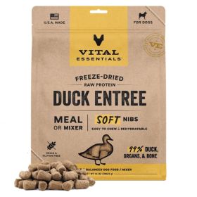 Vital Essentials Dog Freeze (Option: Dried Raw Grain Free Duck Entree & Mixer Soft Nibs 14oz.)