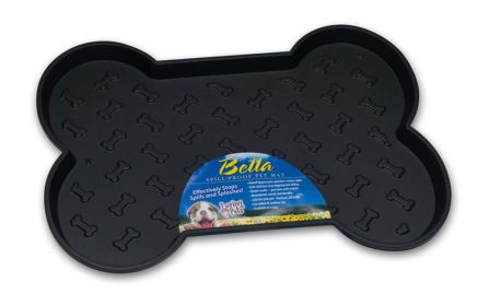 Loving Pets SpillProof Bone Shaped Dog Mat Black, (Option: 1ea/SM)