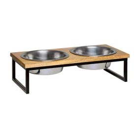 Loving Pets  Black Label Raised Wooden Top Diner (Option: 1ea/1 qt)