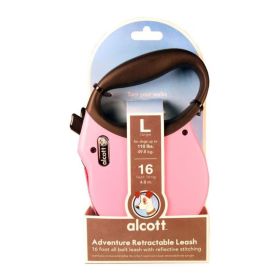 Alcott Adventure Retractable Belt Leash Pink (Option: Large16Ft)