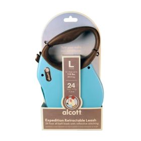 Alcott Expedition Retractable Belt Leash Blue (Option: Large24Ft)