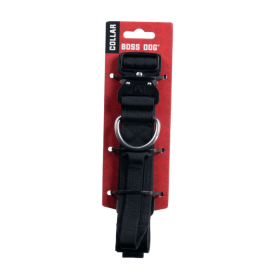 Boss Dog Tactical Adjustable Dog Collar Black, (Option: 1ea/LG, 1722 in)