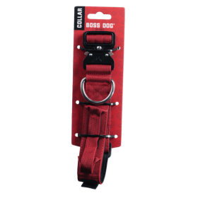 Boss Dog Tactical Adjustable Dog Collar Red, (Option: 1ea/LG, 1722 in)