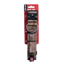Boss Dog Tactical Adjustable Dog Collar Tan Camo, (Option: 1ea/LG, 1722 in)