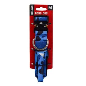 Boss Dog Tactical Adjustable Dog Collar Blue Camo, (Option: 1ea/LG, 1722 in)