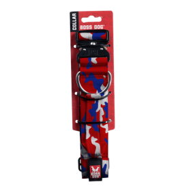 Boss Dog Tactical Adjustable Dog Collar Red, White, Blue, (Option: 1ea/LG, 1722 in)